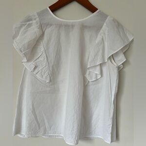 A New Day White Flutter Sleeve Ruffled Blouse